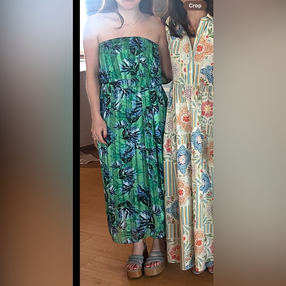 Banana Republic Vibrant Green Patterned Dress